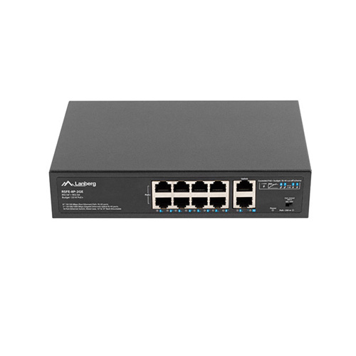 Lanberg Switch PoE+ Rack 10"/19" RSFE-8P-2GE-120 Unmanageable