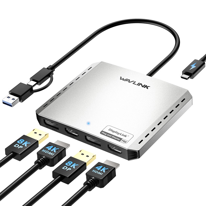 WAVLINK Quad 4K/Dual DP 8K Universal Display Adapter /WL-UG7501DH-PD